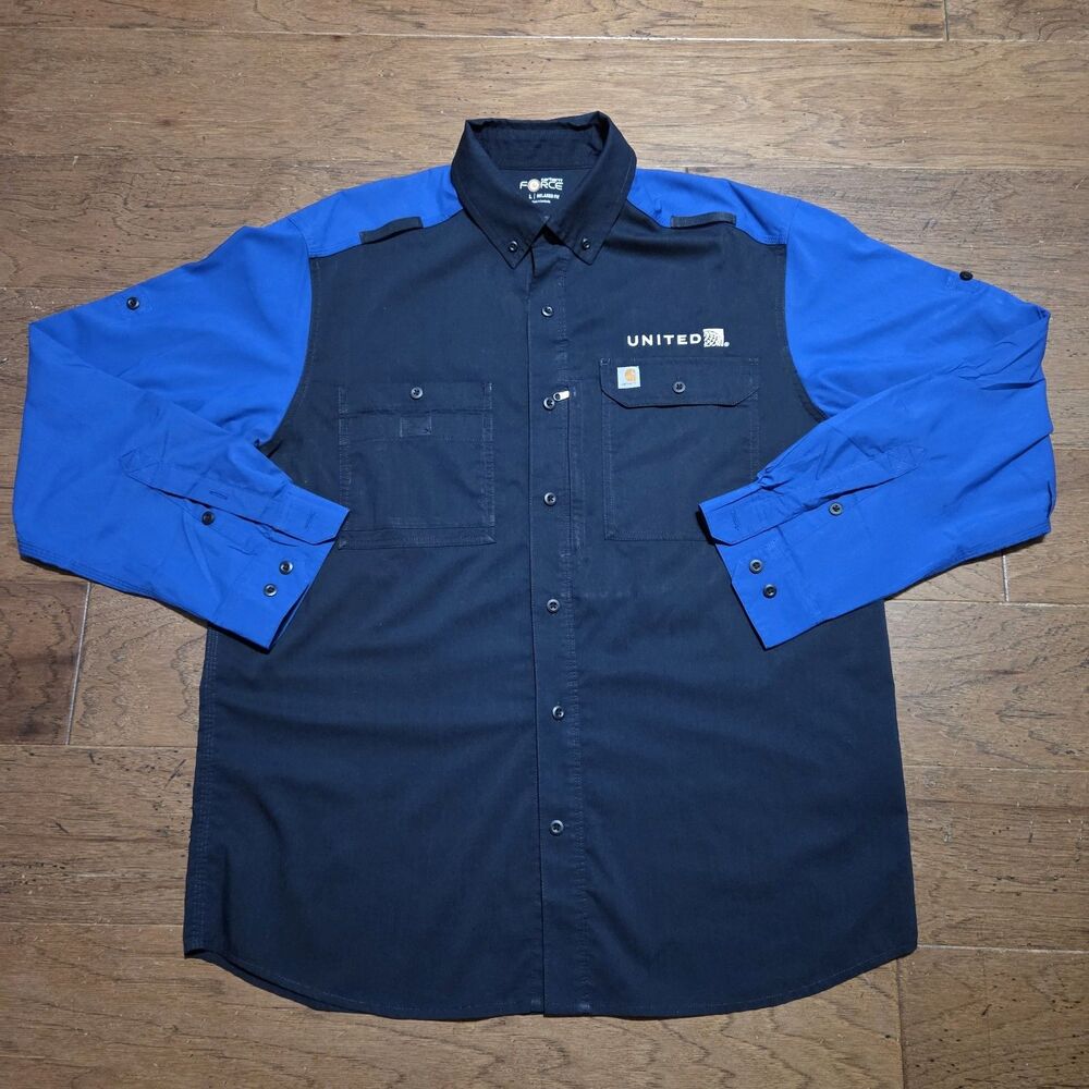 Carhartt Force Ridgefield Shirt Men’s Sz L Relaxed Fit Long Sleeve Roll Vented